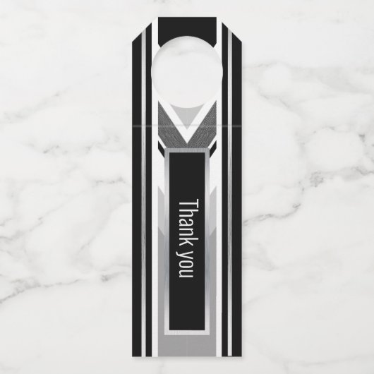 Diagonal, schwarz, grau, metallisch gestreift flaschenanhänger (Vorderseite)