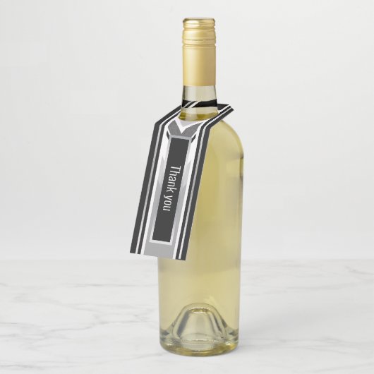 Diagonal, schwarz, grau, metallisch gestreift flaschenanhänger (Angewinkelt)