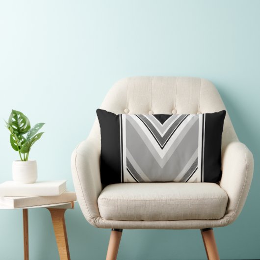 Diagonal, schwarz, grau, metallisch gestreift lendenkissen (Stuhl )