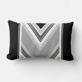 Diagonal, schwarz, grau, metallisch gestreift lendenkissen