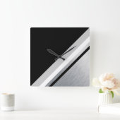 Diagonal schwarz, grau, metallisch gestreift quadratische wanduhr (Zuhause)
