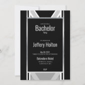 Diagonal schwarz, grau, metallisch gestreift rette save the date (Vorderseite)