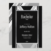 Diagonal schwarz, grau, metallisch gestreift rette save the date (Vorne/Hinten)