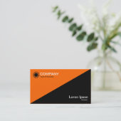 Diagonal - Schwarz mit Orange FF6600 Visitenkarte (Stehend Vorderseite)