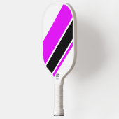 Diagonal Schwarz-Rosa-Streifen auf Weiß Pickleball Schläger (Links)