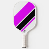 Diagonal Schwarz-Rosa-Streifen auf Weiß Pickleball Schläger (Rückseite)