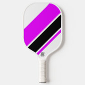 Diagonal Schwarz-Rosa-Streifen auf Weiß Pickleball Schläger (Vorderseite)