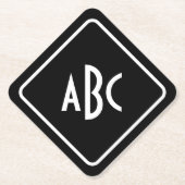 Diagonal Schwarz-Weiß-3-Buchstaben Untersetzer (Vorderseite)