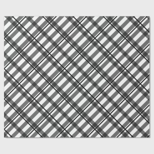 Diagonal Schwarz-weiß Kariertes Muster Weihnachtsg Geschenkpapier (Flach)