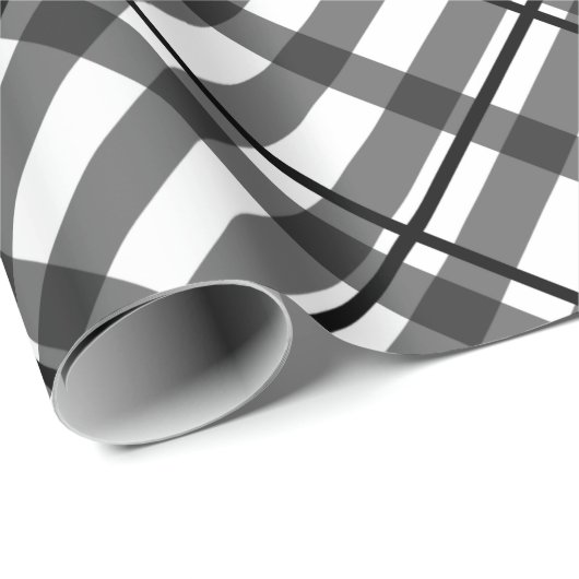 Diagonal Schwarz-weiß Kariertes Muster Weihnachtsg Geschenkpapier (Rolleneckpunkt)