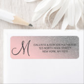 Diagonal Silber Rosa Ombre Gradient Monogramm (Insitu)