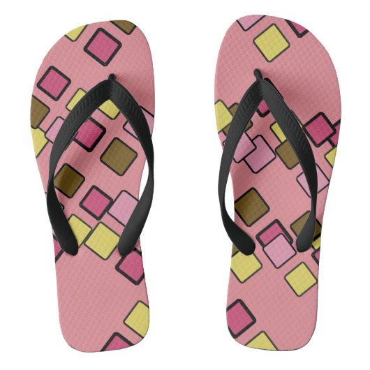 Diagonal Squares Chaos Pink Badesandalen (Fußbett)