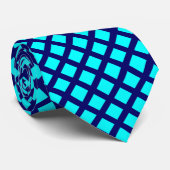 Diagonal Squares - Cyan on Deep Navy Krawatte (Gerollt)