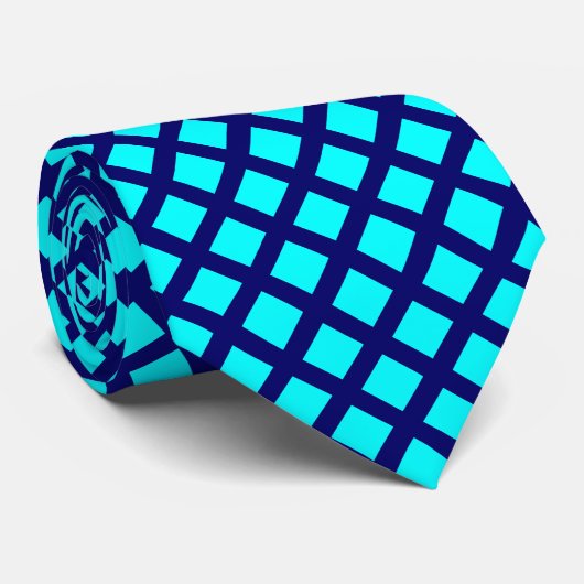 Diagonal Squares - Cyan on Deep Navy Krawatte (Gerollt)
