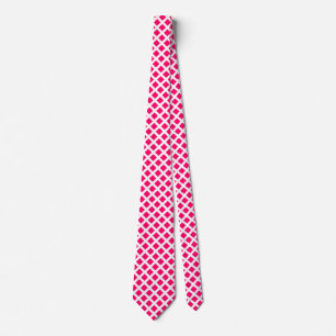Diagonal Squares - Neon Red on White Neck Tie Krawatte