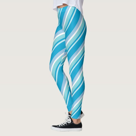 Diagonal Streifen Light Blue Leggings (Links)