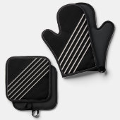 Diagonal streipled ofenhandschuh & Topflappen-Set (Vorderseite/Rückseite)