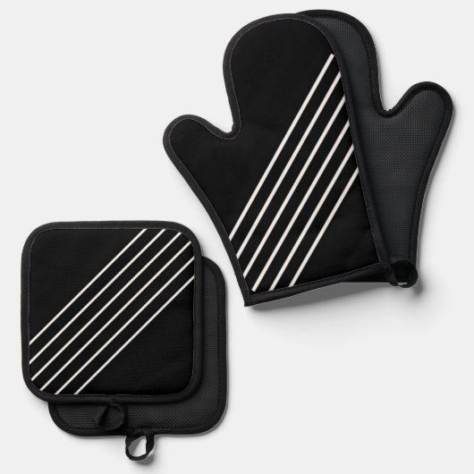 Diagonal streipled ofenhandschuh & Topflappen-Set (Vorderseite/Rückseite)