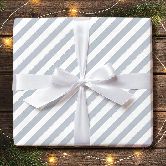 Diagonal Strip Holiday Einfach grau weiß Geschenkpapier
