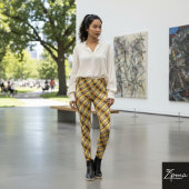 Diagonal Stripe Brown Gold Metallic Glossy Leggings