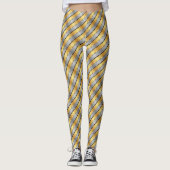 Diagonal Stripe Gold Silver Metallic Glossy Leggings (Vorderseite)
