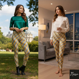 Diagonal Stripe Gold Silver Metallic Glossy Leggings