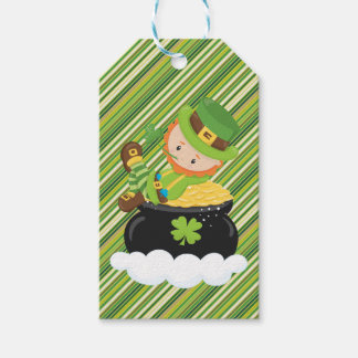 Diagonal Stripe Leprechaun Gift Tag Geschenkanhänger