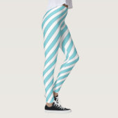 Diagonal Stripe Muster Light Blue Leggings (Rechts)