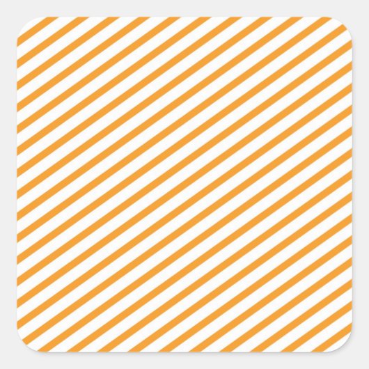 Diagonal Stripe Orange Muster Quadratischer Aufkleber (Vorderseite)