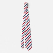 Diagonal Striped Red White & Blue Star Spangled Krawatte (Rückseite)