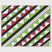 Diagonal Stripes Green Red Triangle Muster Geschenkpapier (Flach)