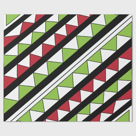 Diagonal Stripes Green Red Triangle Muster Geschenkpapier (Flach)