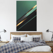 Diagonal Stripes in Deep Emerald and Gold Leinwanddruck (Insitu (Schlafzimmer))