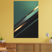 Diagonal Stripes in Deep Emerald and Gold Leinwanddruck (Insitu (Wohnzimmer))