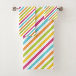 Diagonal stripes in vibrant colors badhandtuch set