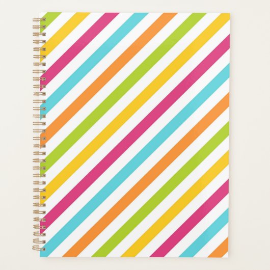 Diagonal stripes in vibrant colors planner planer (Vorderseite)