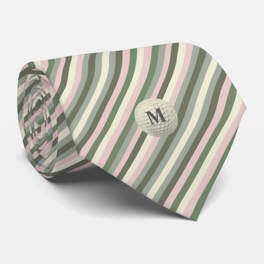 Diagonal Stripes Monogram Golf Ball Krawatte (Gerollt)