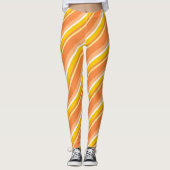 Diagonal Stripes Orange Leggings (Vorderseite)