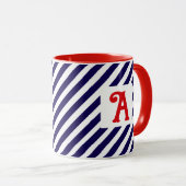 Diagonal Stripes Patriotic Initial Tasse (VorderseiteRechts)