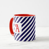Diagonal Stripes Patriotic Initial Tasse (Vorderseite Links)