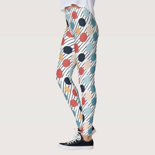 Diagonal Stripes Polka Dots Sketch Leggings (Links)