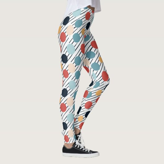 Diagonal Stripes Polka Dots Sketch Leggings (Rechts)