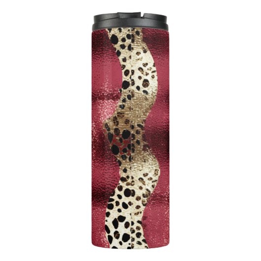 Diagonal Textured Animal Print Strips Thermosbecher (Rückseite)