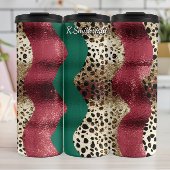 Diagonal Textured Animal Print Strips Thermosbecher