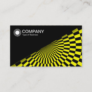 Diagonal V2 - Schwarz - Op Art Yellow Visitenkarte
