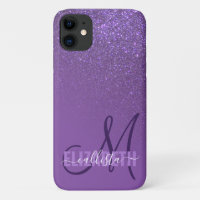 Diagonal Violet Lila Glitzer Gradient Monogramm