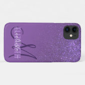 Diagonal Violet Lila Glitzer Gradient Monogramm Case-Mate iPhone Hülle (Rückseite (Horizontal))