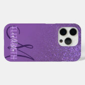 Diagonal Violet Lila Glitzer Gradient Ombre Case-Mate iPhone Hülle (Rückseite (Horizontal))