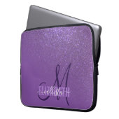 Diagonal Violet Lila Glitzer Gradient Ombre Laptopschutzhülle (Vorderseite Links)