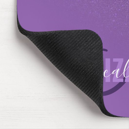 Diagonal Violet Lila Glitzer Gradient Ombre Mousepad (Ecke)